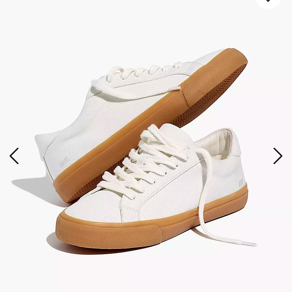 🌸 Madewell Sidewalk Lowtop Sneakers Pale Parchment Canvas with Box